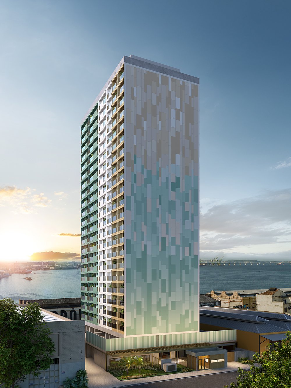 Mirante da Guanabara, perspectiva ilustrativa do empreendimento na Região do Porto Maravilha